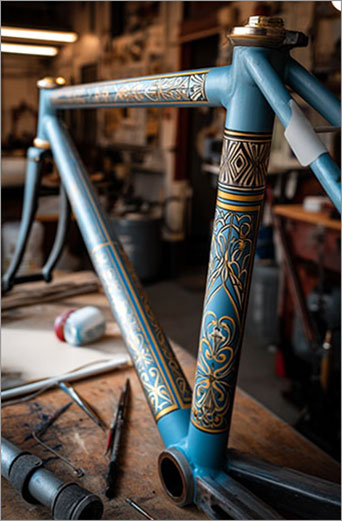 Fahrradrahmen Handbemalungen