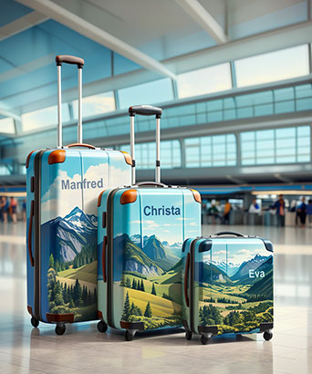 Koffer mit 
Wunschmotiven bemalen lassen